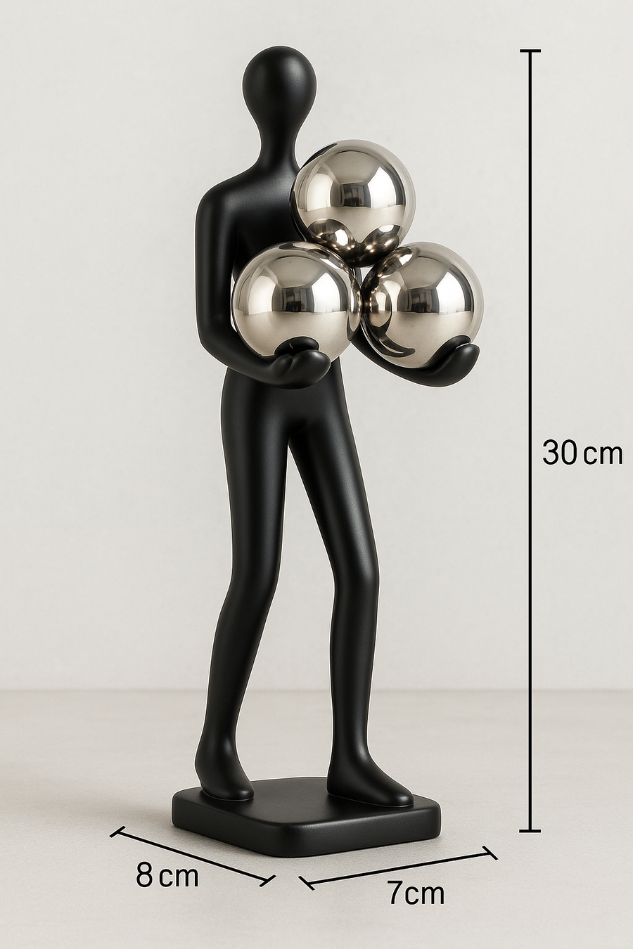 Modern Resin Table Decor Figurine with Golden Spheres – Minimalist Home Accent