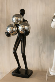 Modern Resin Table Decor Figurine with Golden Spheres – Minimalist Home Accent