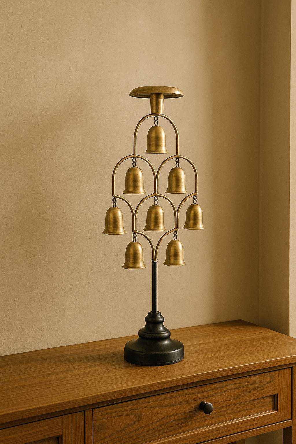 Vintage Metal Bell Candle Stand – Decorative Antique Brass Finish
