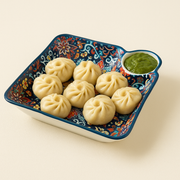 Premium Ceramic Snack Plate with Dip Bowl – 24 x 24 cm Square Serving Dish