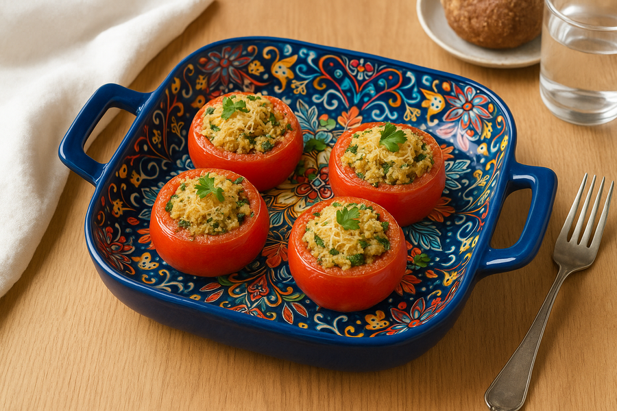 Hand-Painted Ceramic Serving Plate with Dual Handles – 18 x 18 x 5 cm | Mediterranean Floral Design | Multi-Purpose Bake & Serve Dish