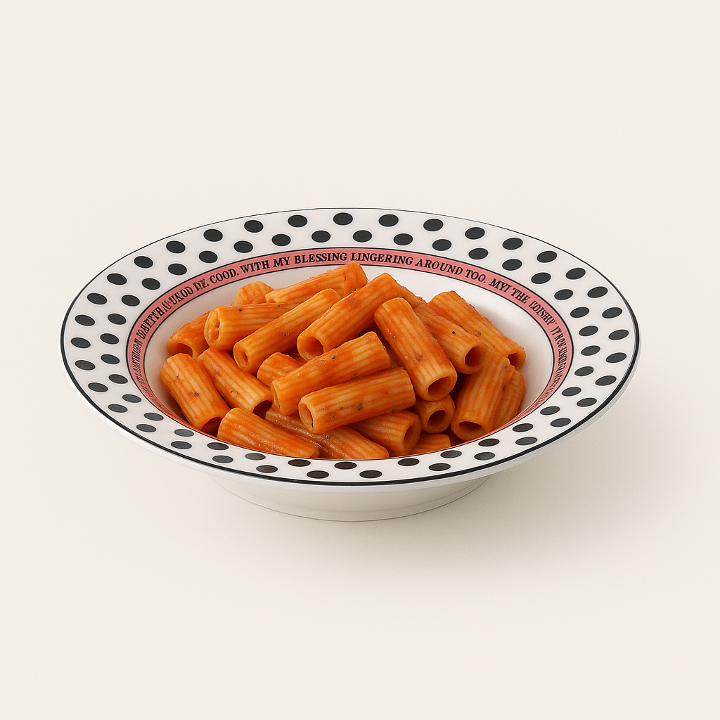 Polka Dot Ceramic Pasta Bowl – White with Black Dots