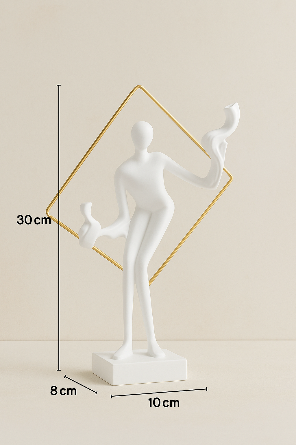 Elegant Black Abstract Metal Sculpture with Golden Geometric Frame – Modern Table Décor for Living Room, Office & Gifting – 12 inch Height