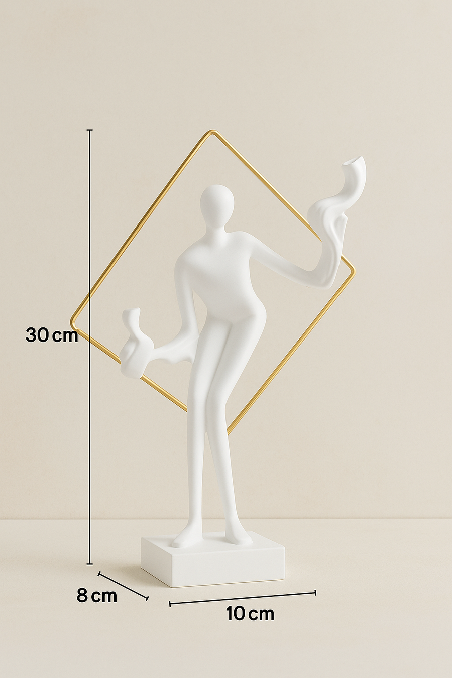 Elegant Black Abstract Metal Sculpture with Golden Geometric Frame – Modern Table Décor for Living Room, Office & Gifting – 12 inch Height