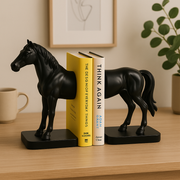 Premium Black Horse Bookends – Half Horse Design, Heavy-Duty Decorative Book Holder for Shelves, Desks & Tables – Modern Home & Office Décor