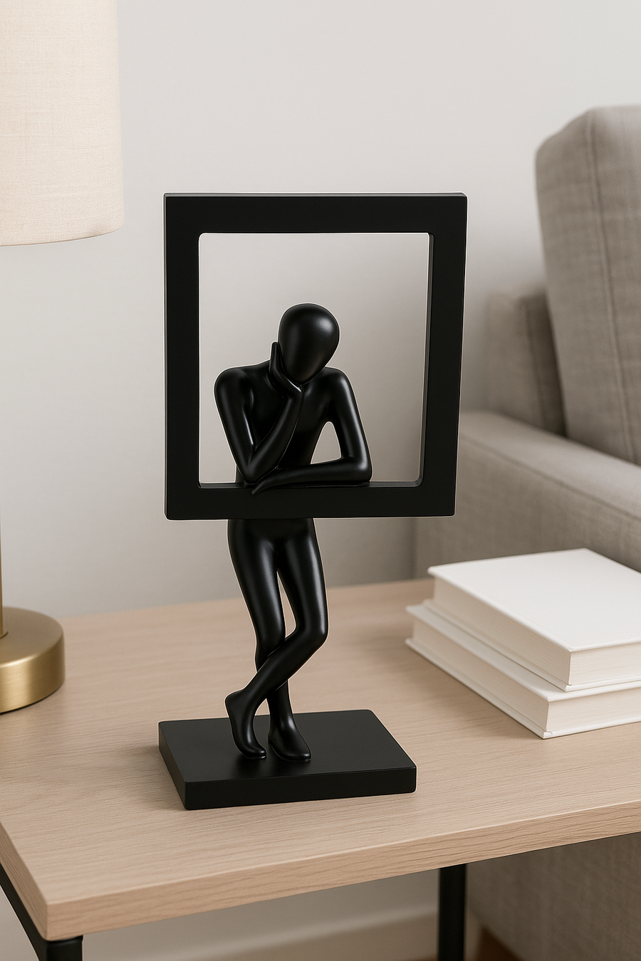 Elegant Black Resin Abstract Table Decor Sculpture