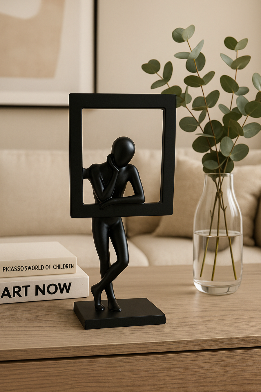 Elegant Black Resin Abstract Table Decor Sculpture