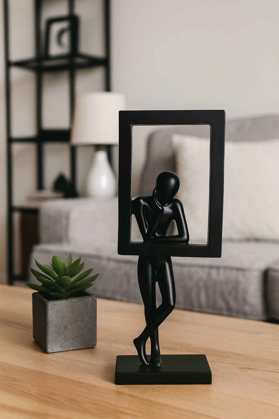 Elegant Black Resin Abstract Table Decor Sculpture