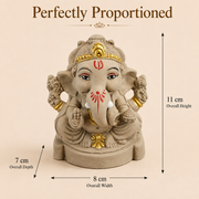 Eco-Friendly Lord Ganesha Idol with Modak 4 inch – Compact Traditional Ganpati Statue with Gold Accents