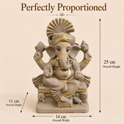 Eco-Friendly Lord Ganesha Idol with Traditional Turban 10 inch – Decorative Ganpati Statue with Gold Accents