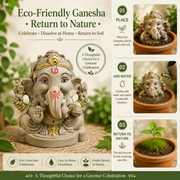 Eco-Friendly Lord Ganesha Idol with Modak 4 inch – Compact Traditional Ganpati Statue with Gold Accents