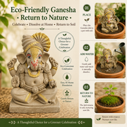 Eco-Friendly Lord Ganesha Idol with Royal Turban & Gold Accents 5 inch – Traditional Ganpati Decorative Statue