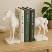 Premium Black Horse Bookends – Half Horse Design, Heavy-Duty Decorative Book Holder for Shelves, Desks & Tables – Modern Home & Office Décor