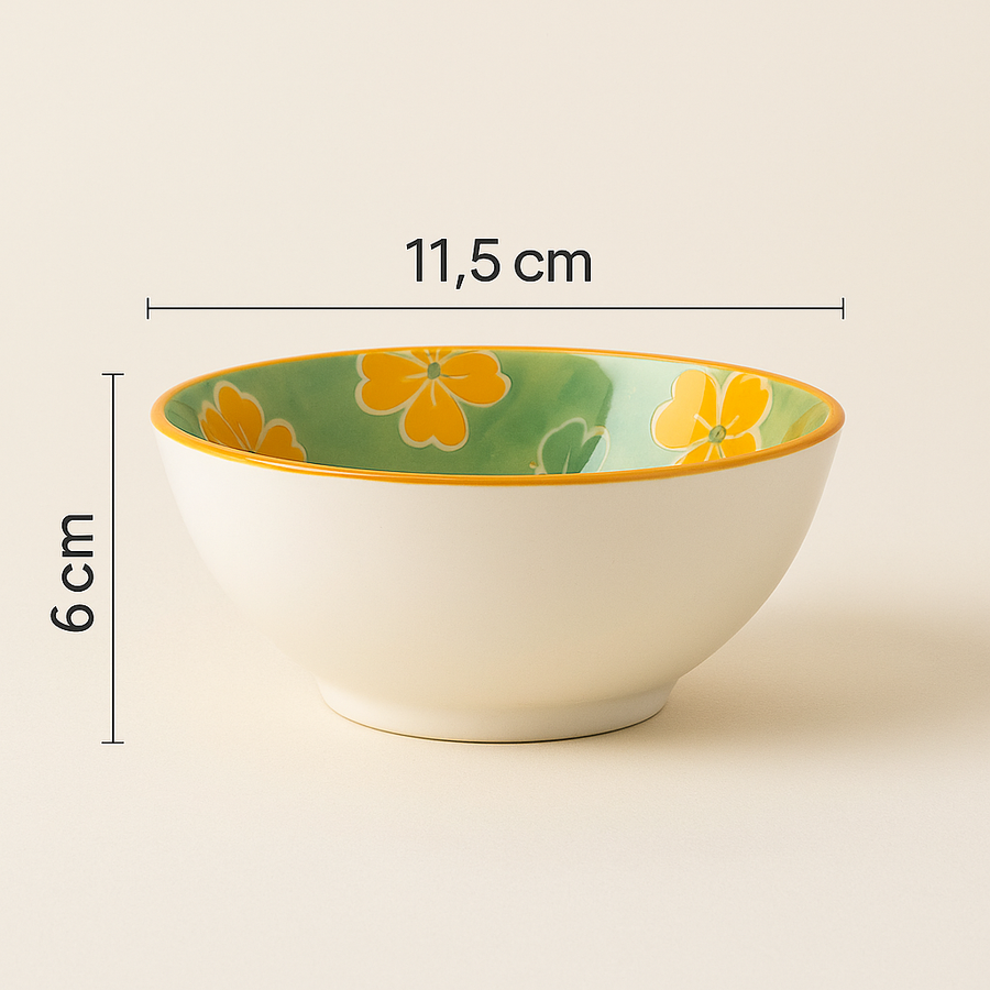 Coral Tree Set of 6 Ceramic Bowls | Hand-Painted Floral Design