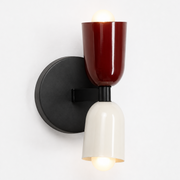 Modern Dual Head Wall Light | Metal Wall Sconce | Dual E27 Bulb Holder | Brown & White Finish | Indoor Decorative Wall Lamp