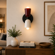 Modern Dual Head Wall Light | Metal Wall Sconce | Dual E27 Bulb Holder | Brown & White Finish | Indoor Decorative Wall Lamp
