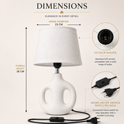 Modern White Ceramic Table Lamp with White Linen Fabric Shade | E27 Holder | Bedside & Living Room Lamp