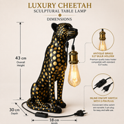 Luxury Cheetah Sculptural Table Lamp | Matte Black Decorative Lamp | E27 Holder | Warm Ambient Lighting