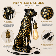 Luxury Cheetah Sculptural Table Lamp | Matte Black Decorative Lamp | E27 Holder | Warm Ambient Lighting