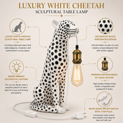 Coral Tree Luxury White Cheetah Sculptural Table Lamp with Antique Brass E27 Holder | Decorative Ambient Lighting