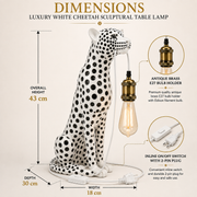 Coral Tree Luxury White Cheetah Sculptural Table Lamp with Antique Brass E27 Holder | Decorative Ambient Lighting