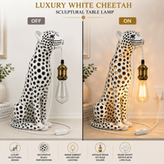 Coral Tree Luxury White Cheetah Sculptural Table Lamp with Antique Brass E27 Holder | Decorative Ambient Lighting