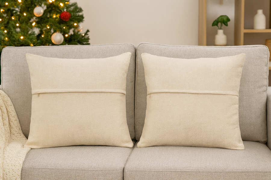Christmas Cotton Linen Cushion Cover Set of 2 (45×45 cm) – Merry Christmas Truck Design, Festive Sofa & Home Décor, Without Filler