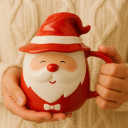 Coral Tree Santa Ceramic Mug with Lid – 300ml Christmas Theme Cup for Hot & Cold Beverages