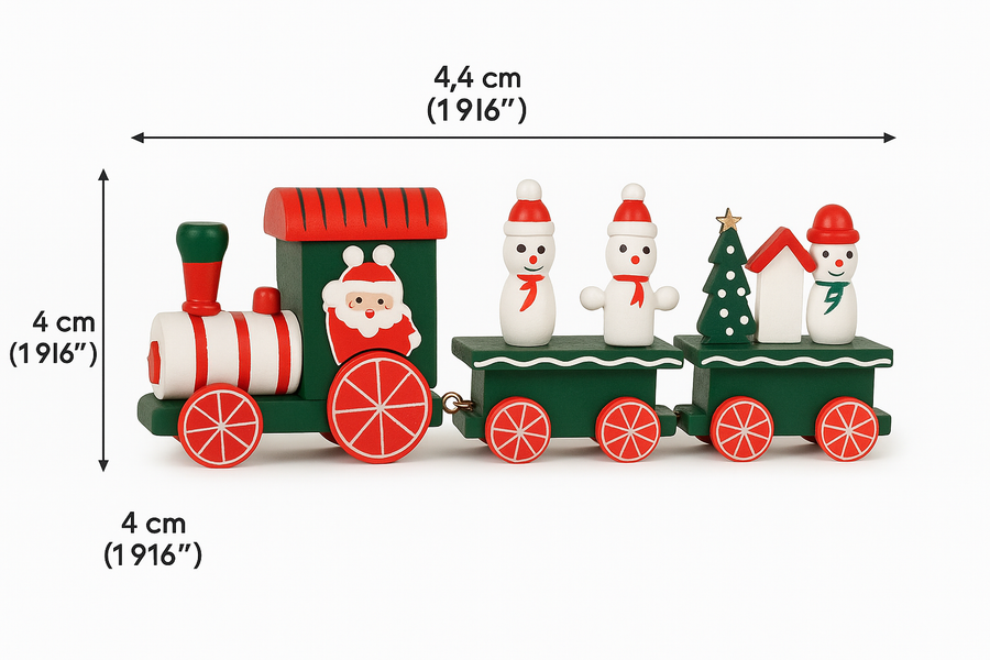 Coral Tree Wooden Christmas Mini Train Set – 24 cm Festive Tabletop Décor with Snowmen, Santa Engine & Christmas Tree – Handcrafted Wooden Holiday Decoration