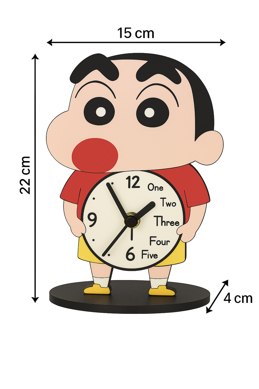 Kids Cartoon Table Clock – Cute Character Design | Durable MDF Body | Battery Operated | Ideal for Study Table, Bedroom &amp; Gifts | 22 cm Height