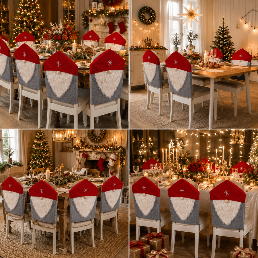 Santa Claus Christmas Chair Cover Set of 2 | Festive Dining Chair Covers