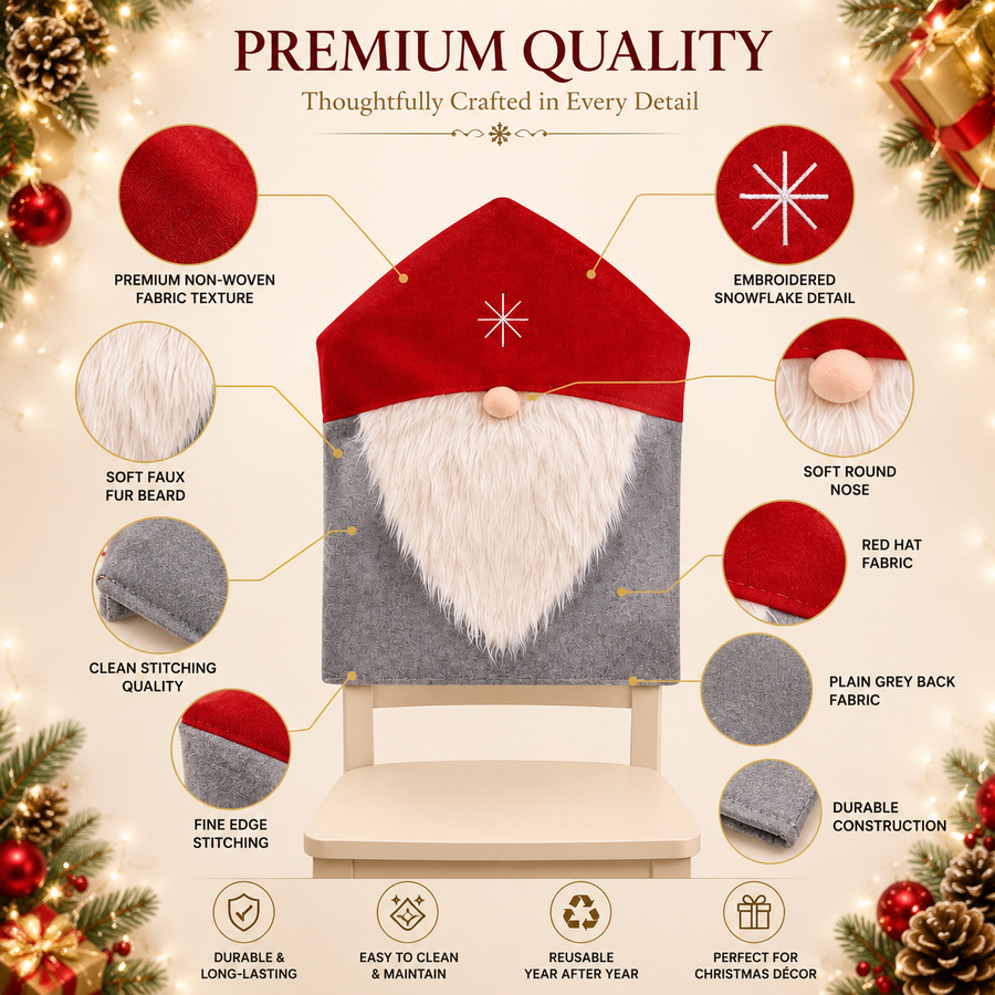 Santa Claus Christmas Chair Cover Set of 2 | Festive Dining Chair Covers