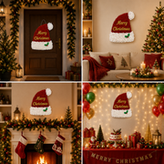 Merry Christmas Santa Hat Wall Hanging Decoration