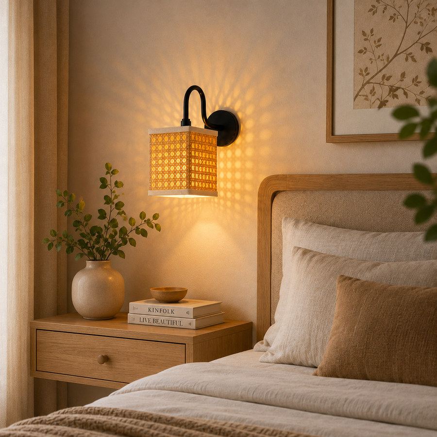 Coral Tree Modern Bamboo Wall Light | E27 Wall Lamp | Beige Metal Finish | Decorative Wall Sconce for Bedroom, Living Room & Hotel