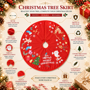 90 cm Christmas Tree Skirt Mat | Red Christmas Tree Base Cover | Soft Fabric Holiday Tree Skirt with Santa Print