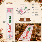 Christmas Table Runner – Merry Christmas Printed Holiday Table Decoration (170 × 34 cm)
