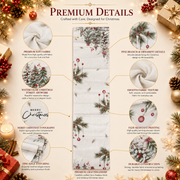 Christmas Table Runner – Watercolor Forest Print | Premium Fabric | 179 × 33 cm