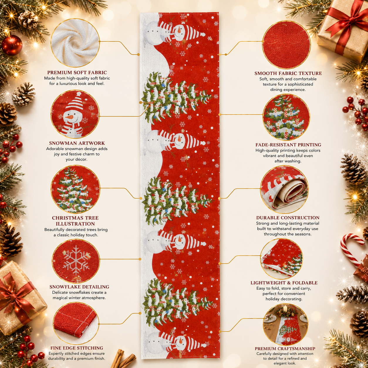 Christmas Snowman Table Runner – Premium Holiday Table Décor