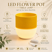 LED Flower Pot Table Lamp | USB Powered Warm White Ambient Planter Light | Decorative Desk & Bedside Lamp