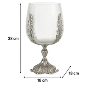 Elegant Crackle Glass Candle Holder Stand with Ornate Silver Base