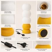 Modern Ribbed Table Lamp with E27 Bulb Holder | Decorative Sculptural Bedside Lamp