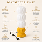 Modern Ribbed Table Lamp with E27 Bulb Holder | Decorative Sculptural Bedside Lamp