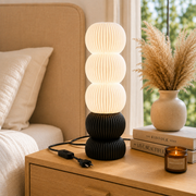 Modern Ribbed Table Lamp | Matte Black Base | E27 Holder
