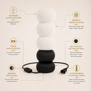 Modern Ribbed Table Lamp | Matte Black Base | E27 Holder