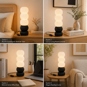 Modern Ribbed Table Lamp | Matte Black Base | E27 Holder