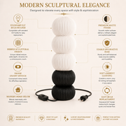 Modern Ribbed Table Lamp | Matte Black Base | E27 Holder