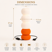 Modern Ribbed Table Lamp with Matte Orange Base | Decorative E27 Table Lamp | Contemporary Bedside & Living Room Lamp