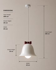 Modern Bell Pendant Light with Decorative Bow Metal Shade