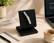 Coral Tree Modern Table Clock | Ribbed Design Desk Clock | Yellow Decorative Clock