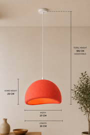 Coral Tree Textured Coral Orange Pendant Light for Dining Room, Kitchen Island & Café | Modern Oval Dome Hanging Lamp with E27 Holder | Adjustable 180 CM White Wire | Contemporary Decorative Ceiling Light
